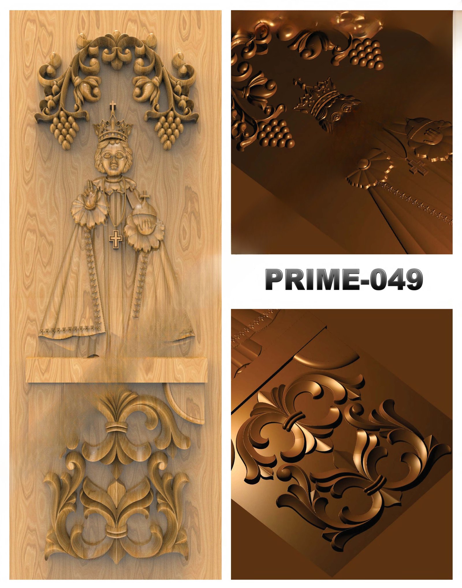 prime designs - PRIME-49 Divine Infant Jesus Sacred Carved Door 3D Model